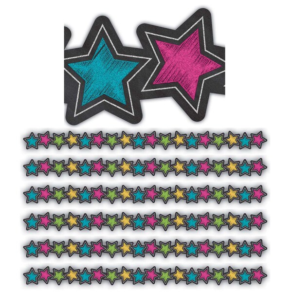 Teacher Created Resources Chalkboard Brights Stars Die-Cut Border Trim, 35ft Per Pack, PK6 TCR3569 - main